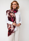 Serafina Collection Botanic Print with Gold Jacquard Detail Scarf, Wine Multi