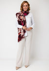 Serafina Collection Botanic Print with Gold Jacquard Detail Scarf, Wine Multi