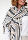 Serafina Collection Geometric Print Cotton-blend Scarf, Taupe Multi