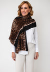 Serafina Collection Textured Animal Print with Solid Border Scarf, Black Multi