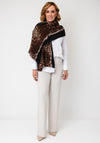 Serafina Collection Textured Animal Print with Solid Border Scarf, Black Multi