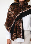 Serafina Collection Textured Animal Print with Solid Border Scarf, Black Multi