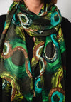Serafina Collection Abstract Circle Print Scarf, Green