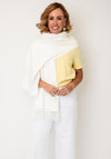 Serafina Collection Cashmere Blend with Fringe Pashmina, White