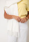 Serafina Collection Cashmere Blend with Fringe Pashmina, White