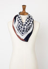Serafina Collection One Size Checked with Stripe Detail Scarf, White Multi