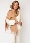 Serafina Collection Fringed Trim Cashmere-blend Pashmina, Beige