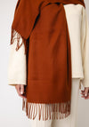 Serafina Collection Fringed Trim Cashmere-blend Pashmina, Orange