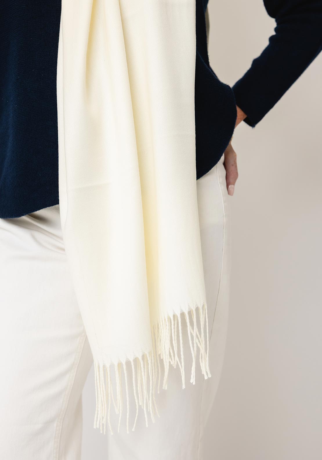 Serafina Collection Cashmere-blend Pashmina, Cream