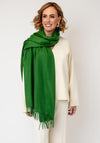 Serafina Collection Cashmere Fringed Trim Pashmina, Green