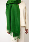 Serafina Collection Cashmere Fringed Trim Pashmina, Green