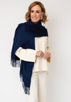 Serafina Collection Cashmere with Fringed Detail Pashmina, Navy