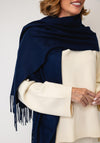 Serafina Collection Cashmere with Fringed Detail Pashmina, Navy