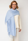 Serafina Collection Cashmere Fringed Trim Pashmina, Blue