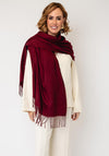 Serafina Collection Fringed Trim Cashmere Pashmina, Wine