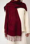 Serafina Collection Fringed Trim Cashmere Pashmina, Wine