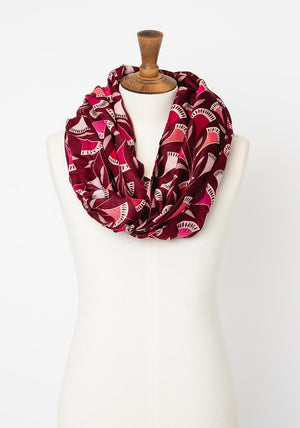 Serafina Collection Abstract Print Scarf, Wine Multi