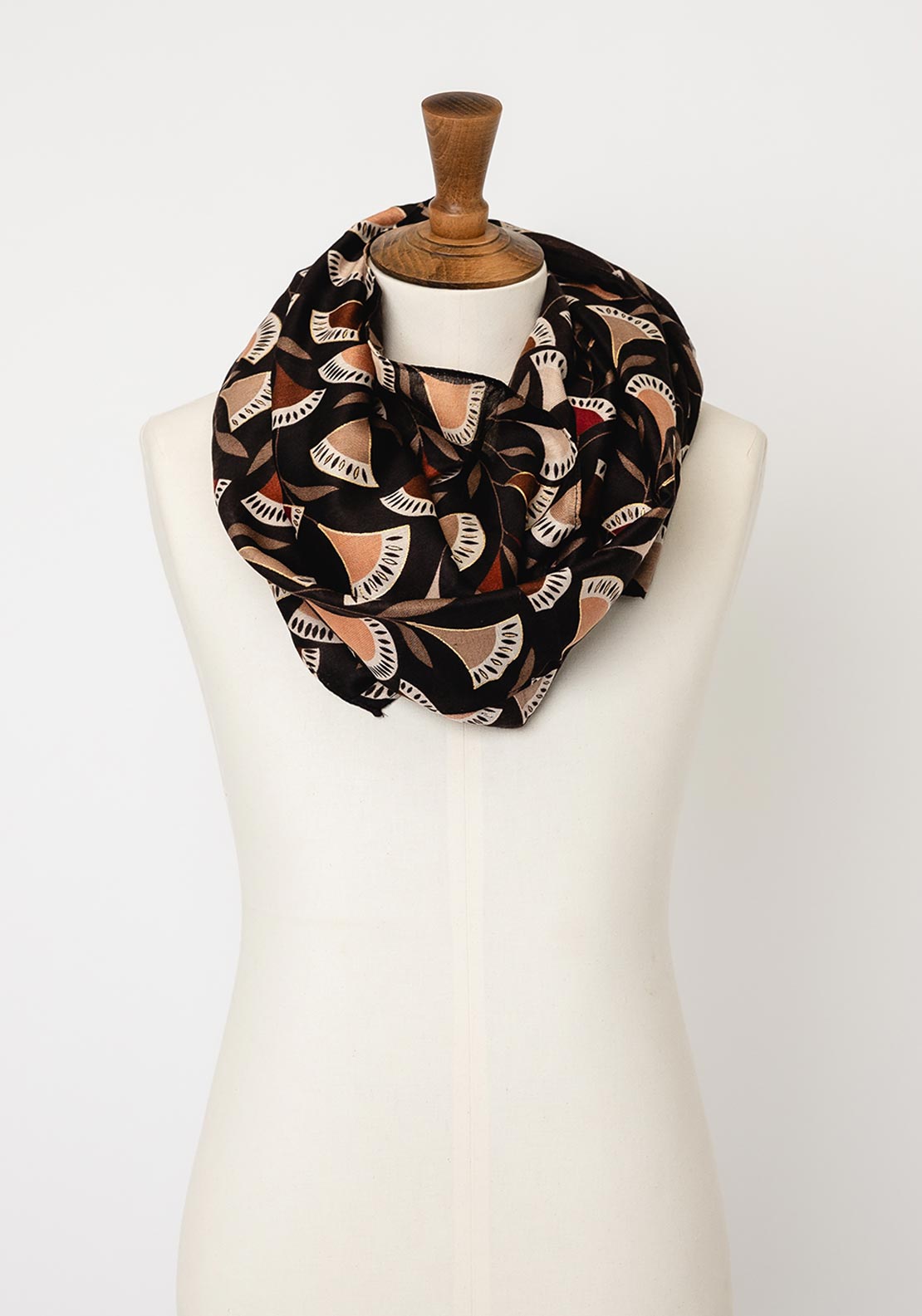 Serafina Collection Abstract Print Scarf, Brown Multi