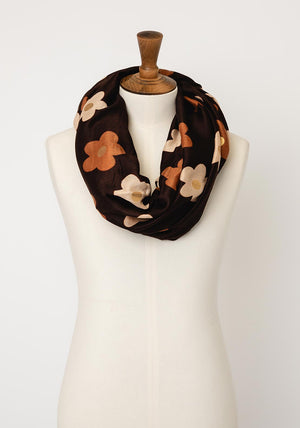 Serafina Collection Floral Print Scarf, Brown Multi