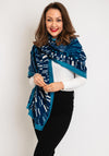 Serafina Collection Wool Blend Print Scarf, Blue