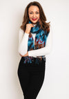 Serafina Collection Wool Blend Print Scarf, Blue