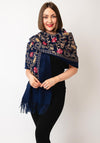 Serafina Collection Paisley Botanical Print Scarf, Navy