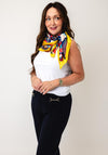 Serafina Collection Geometric Print with Floral Detail Scarf, Multi-Coloured