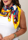 Serafina Collection Geometric Print with Floral Detail Scarf, Multi-Coloured