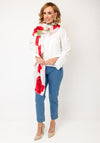 Serafina Collection Rose Print Scarf, Red Multi