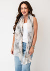 Serafina Collection Floral Foil Print Scarf, Beige Multi