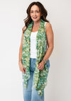 Serafina Collection Floral Print with Foil Detail Scarf, Green