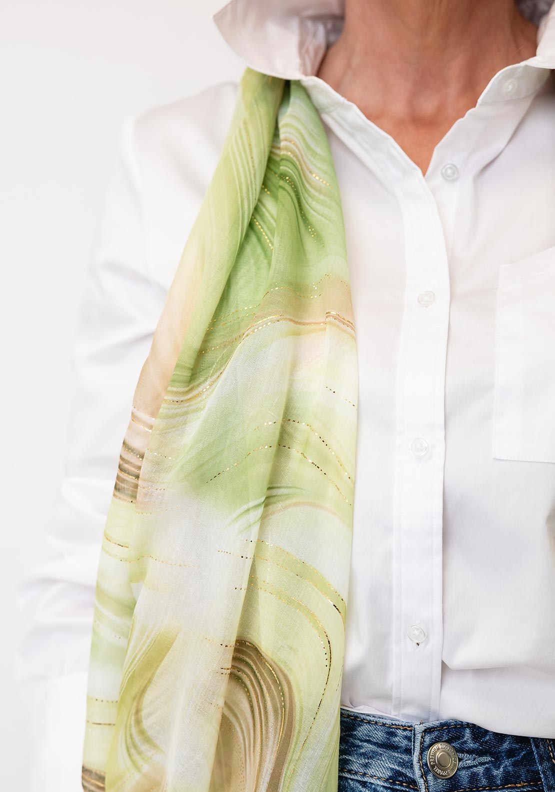 Serafina Collection Marble Pattern Scarf, Green Multi