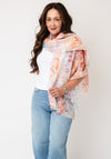 Serafina Collection Leaf Print Scarf, Orange Multi
