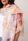 Serafina Collection Leaf Print Scarf, Orange Multi
