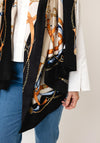 Serafina Collection Silk Blend Chain Print Pashmina Scarf, Black