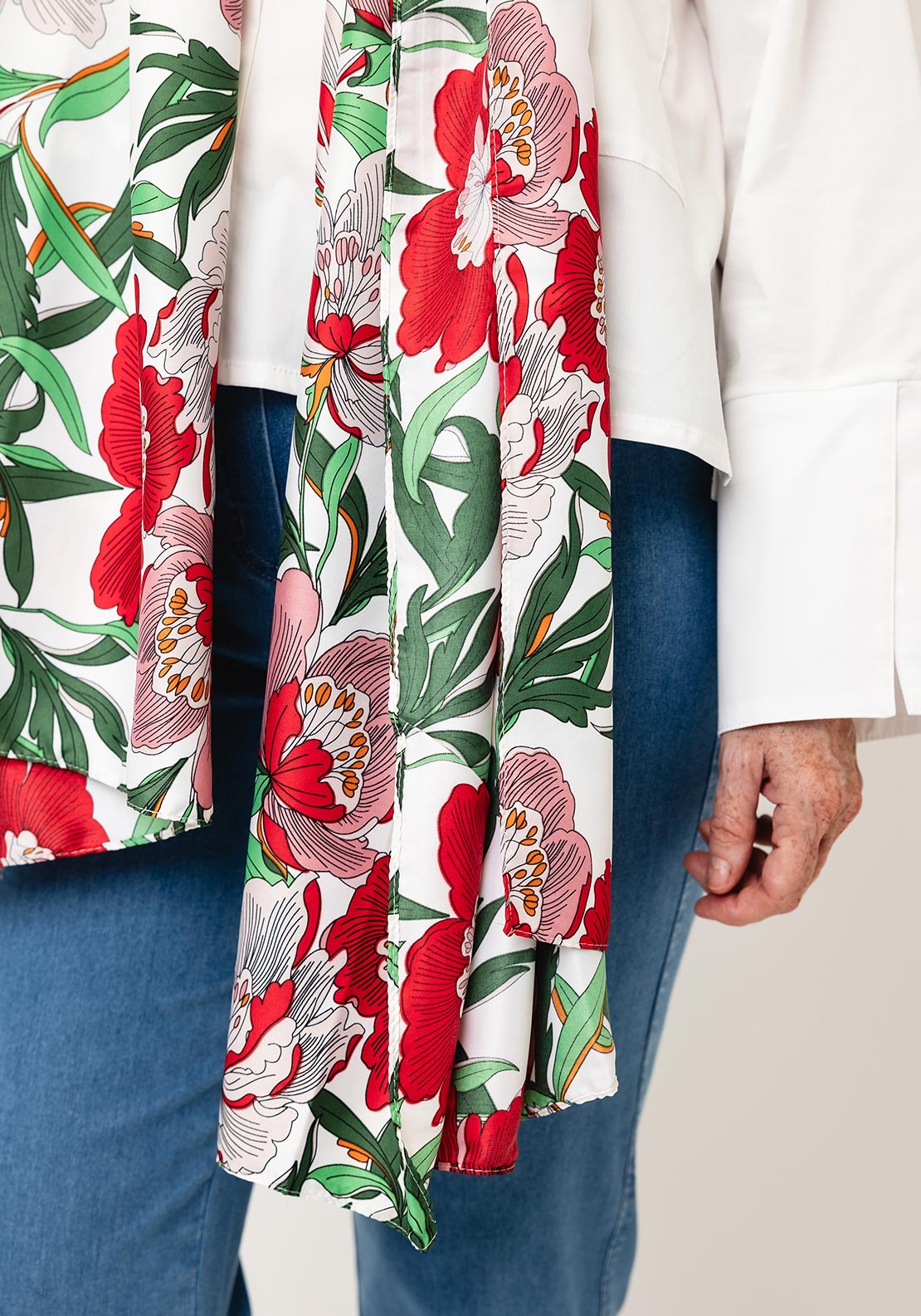Serafina Collection Silk Blend Floral Print Pashmina Scarf, Multi