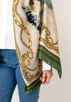 Serafina Collection Silk Blend Chain Print Pashmina Scarf, Green