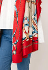 Serafina Collection Silk Blend Chain Print Pashmina Scarf, Red