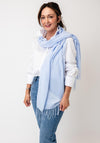 Serafina Lightweight Fringed Trim Pashmina Scarf, Blue