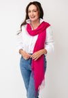 Serafina Lightweight Fringed Trim Pashmina Scarf, Fuchsia Pink