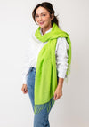 Serafina Lightweight Fringed Trim Pashmina Scarf, Green