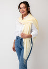 Serafina Lightweight Fringed Trim Pashmina Scarf, Light Yellow