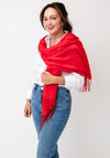 Serafina Lightweight Fringed Trim Pashmina Scarf, Red