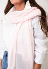 Serafina Lightweight Fringed Trim Pashmina Scarf, Rose Pink