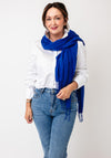 Serafina Lightweight Fringed Trim Pashmina Scarf, Royal Blue