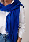 Serafina Lightweight Fringed Trim Pashmina Scarf, Royal Blue