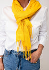 Serafina Lightweight Fringed Trim Pashmina Scarf, Yellow