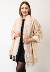 Serafina Collection Paisley Faux Fur Shawl, Beige