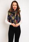 Serafina Collection Metallic Leaf Print Scarf, Black