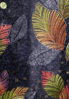 Serafina Collection Metallic Leaf Print Scarf, Black